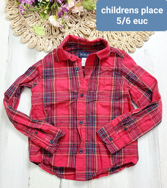 childrens place red plaid 5/6y