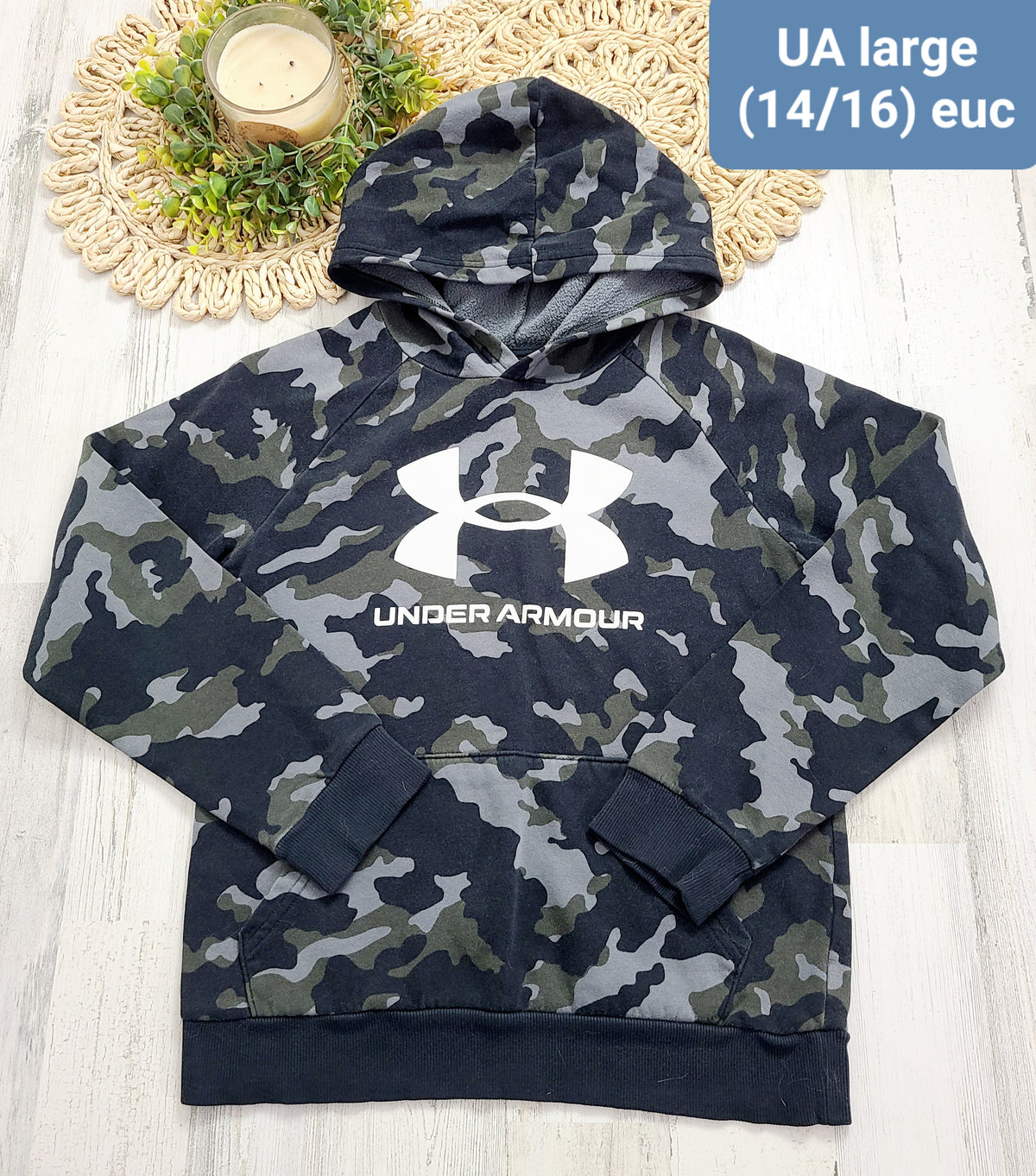 camo hoodie ua boys 14/16y