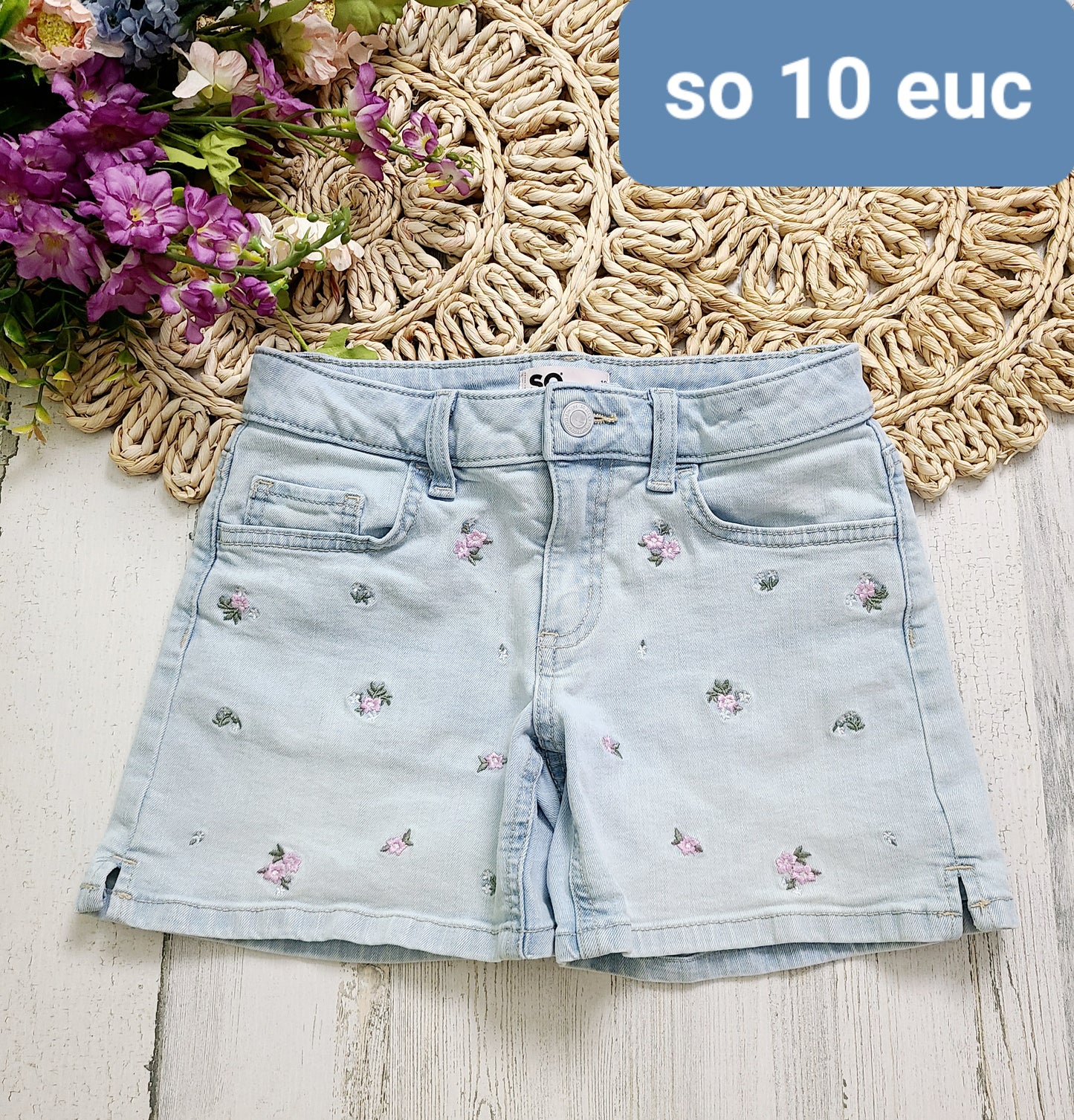 so jean shorts flowers