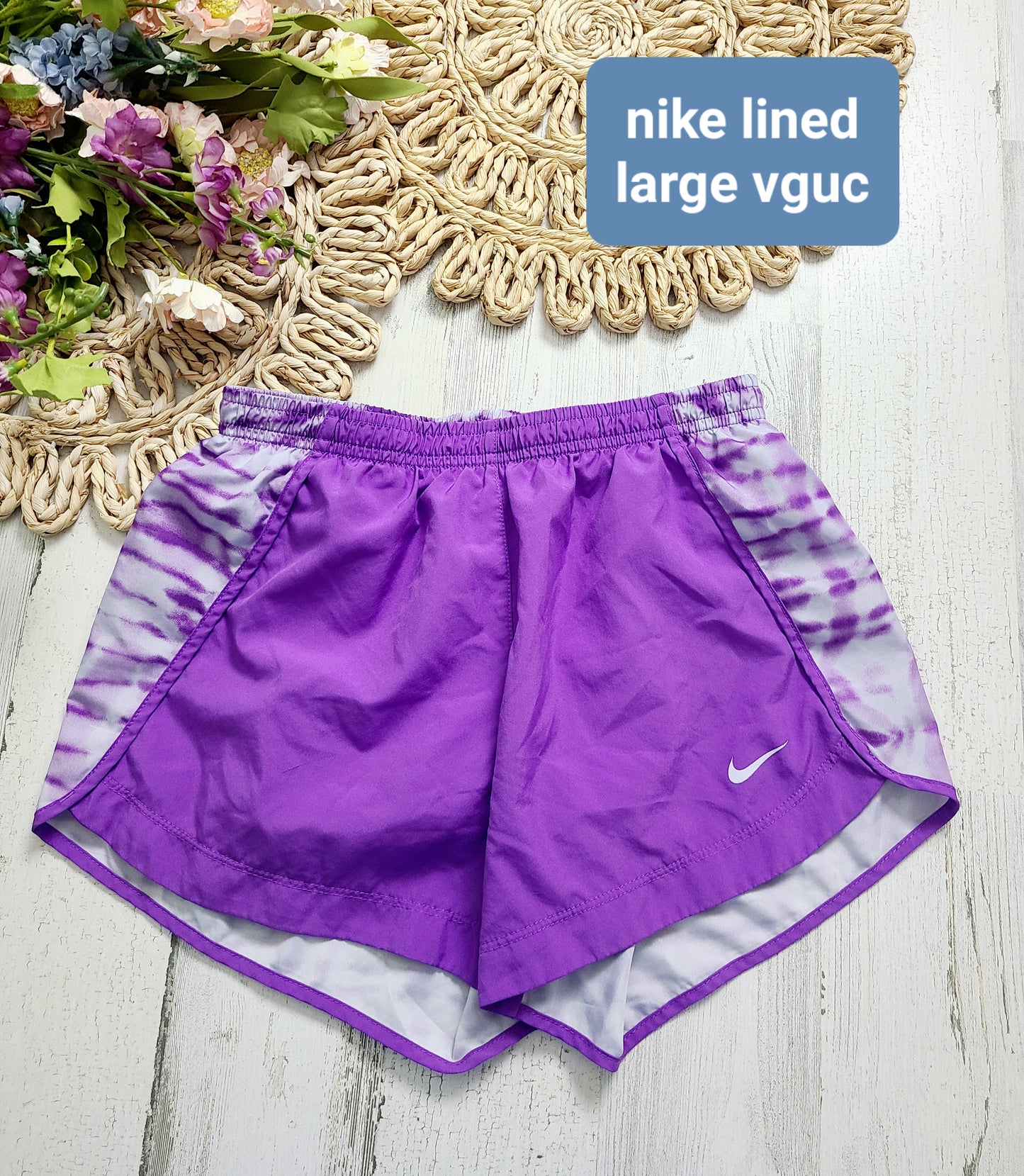 girls purple nike shorts lined