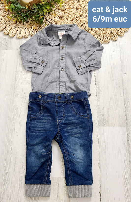 gray dress shirt and jeans cat & jack