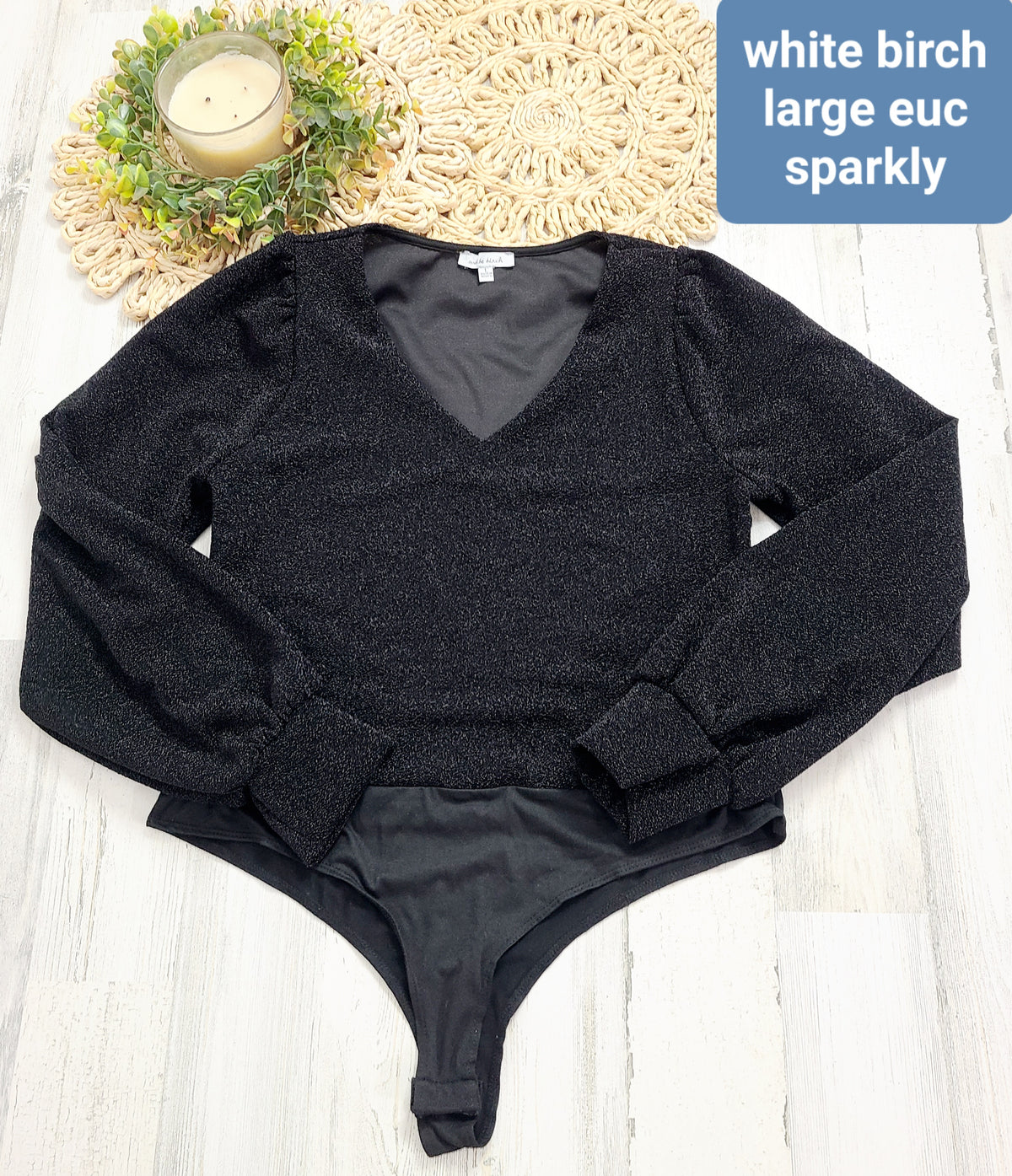 sparkle black bodysuit white birch