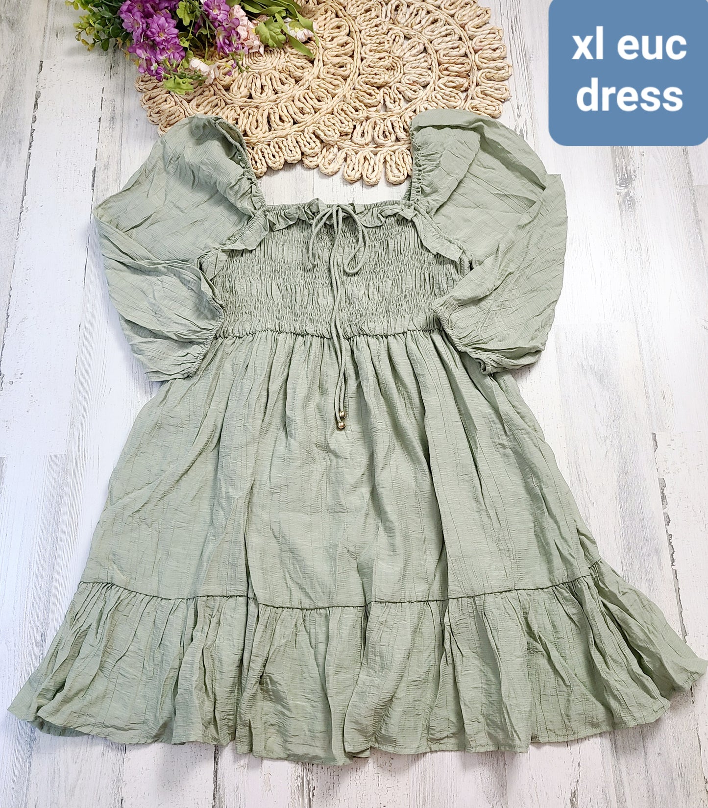 xl smocked light green dress