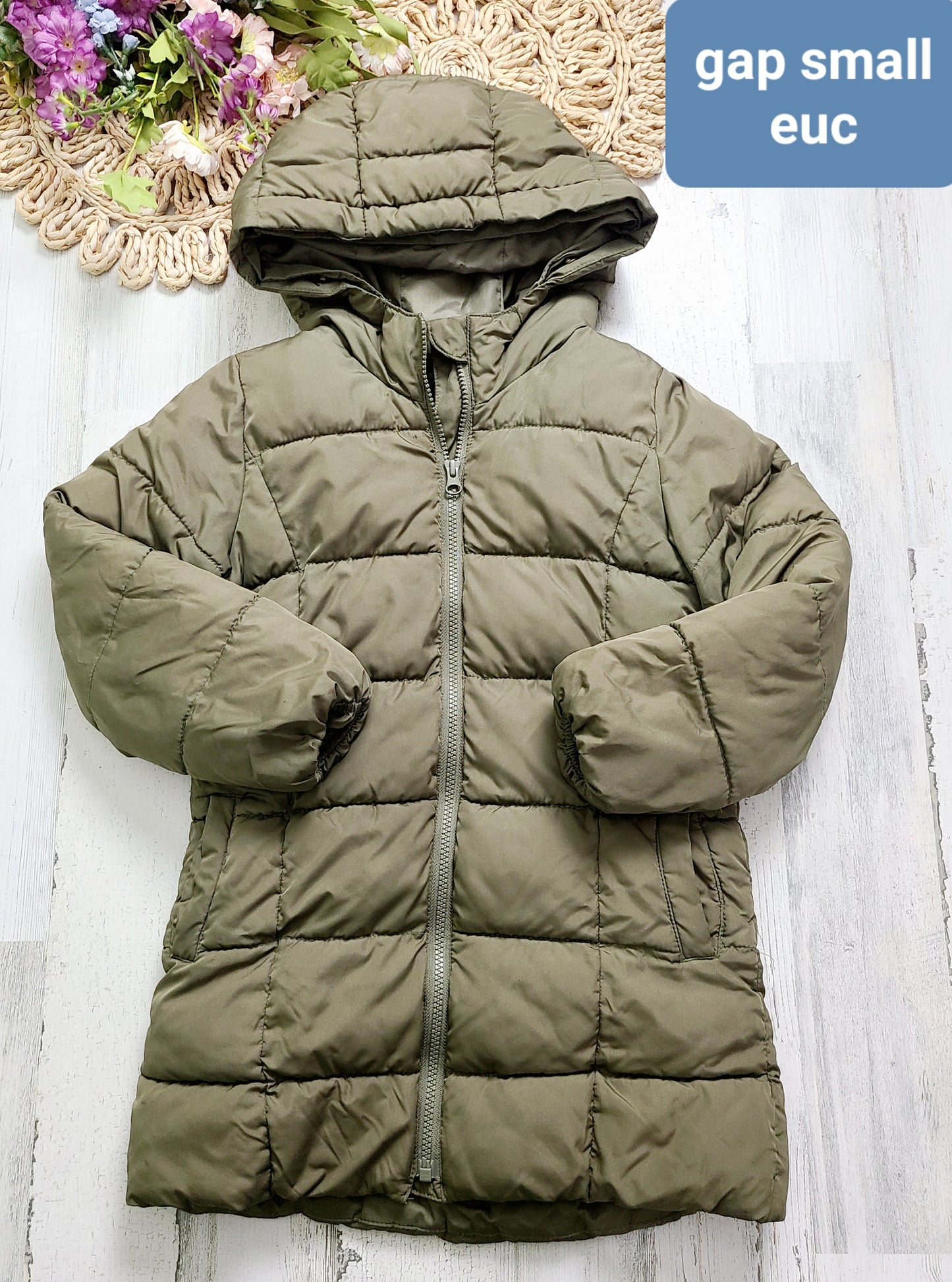 olive green coat gap