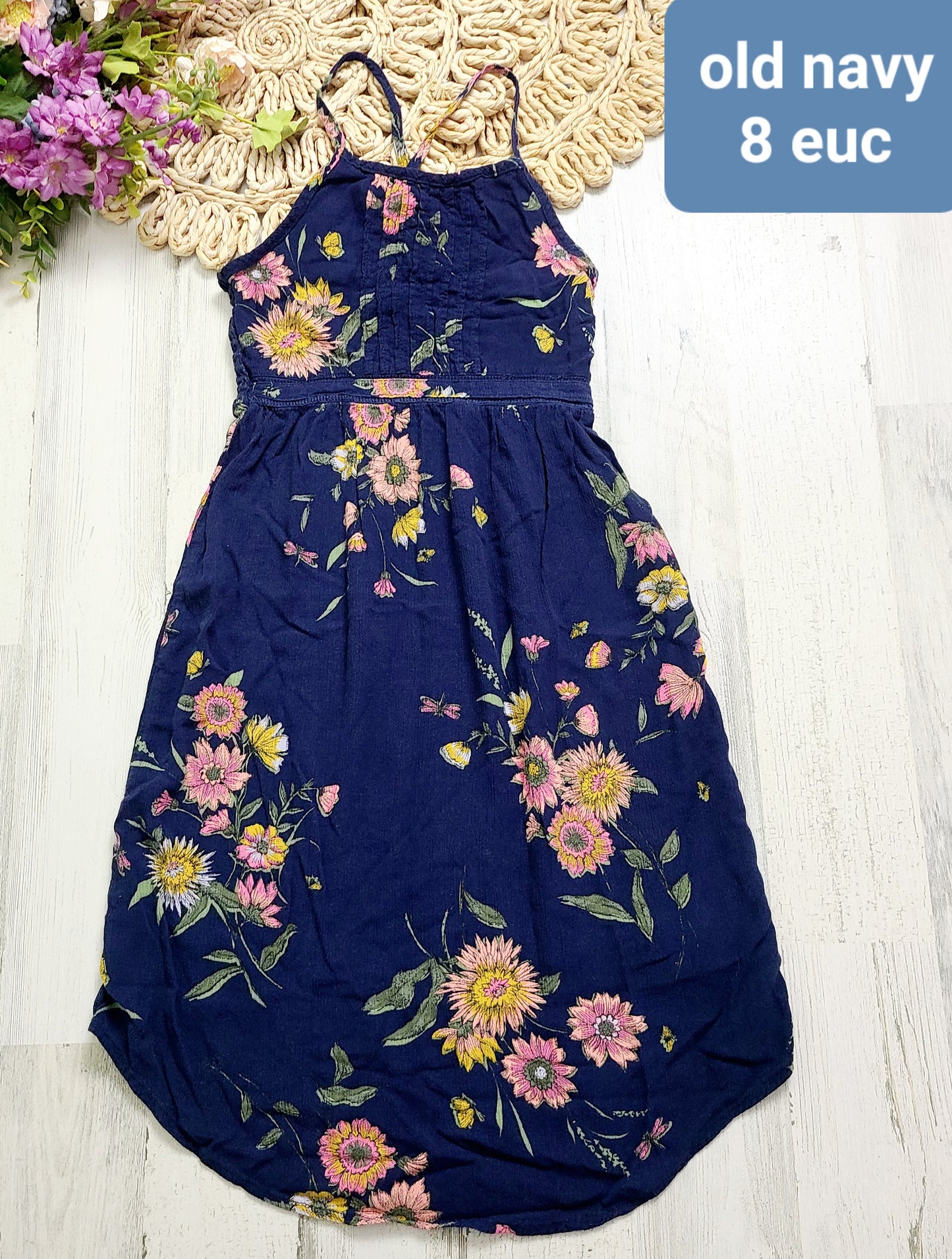 old navy navy floral dress 8y