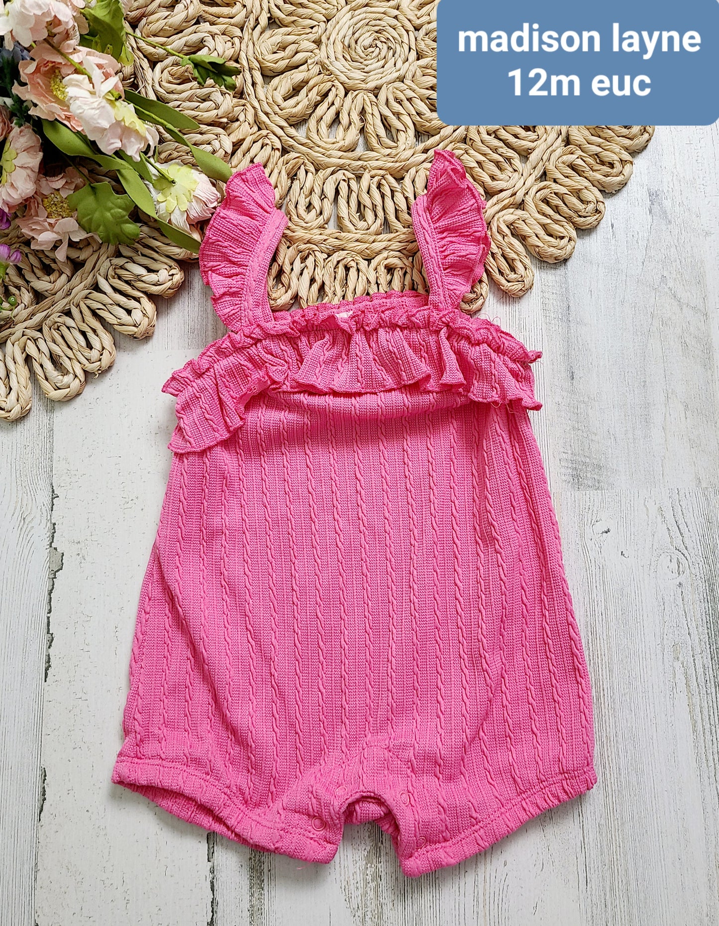 pink ruffle madison layne romper
