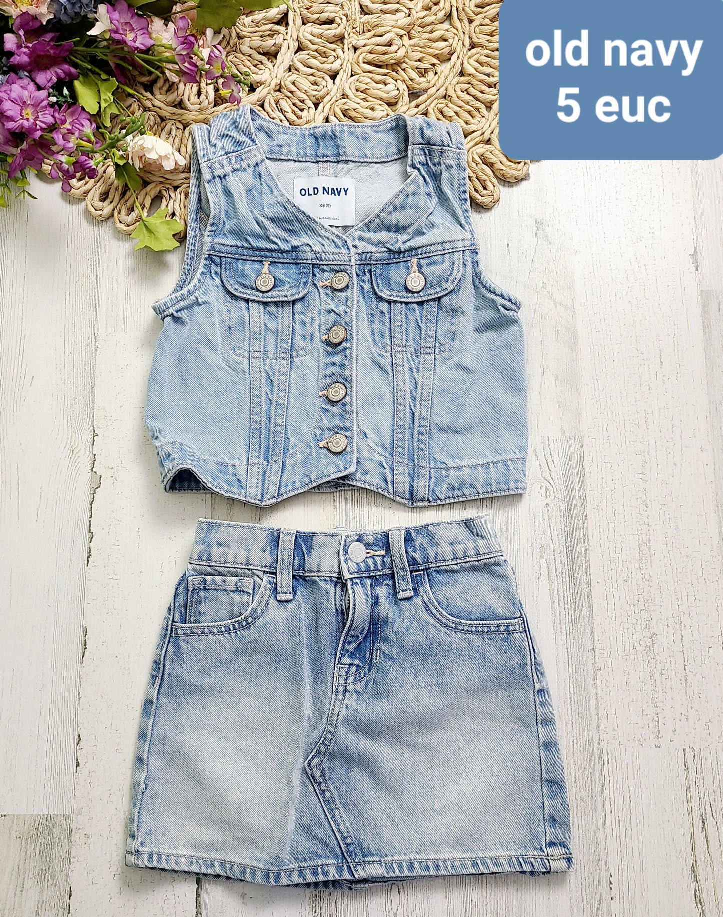 jean vest and skirt old navy