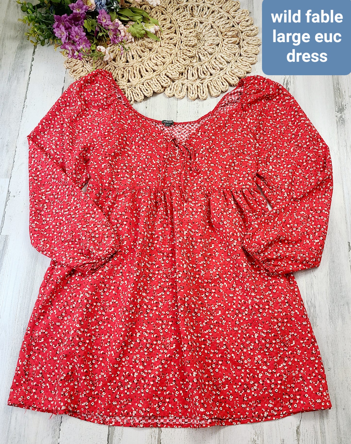 wild fable dress white flowers red