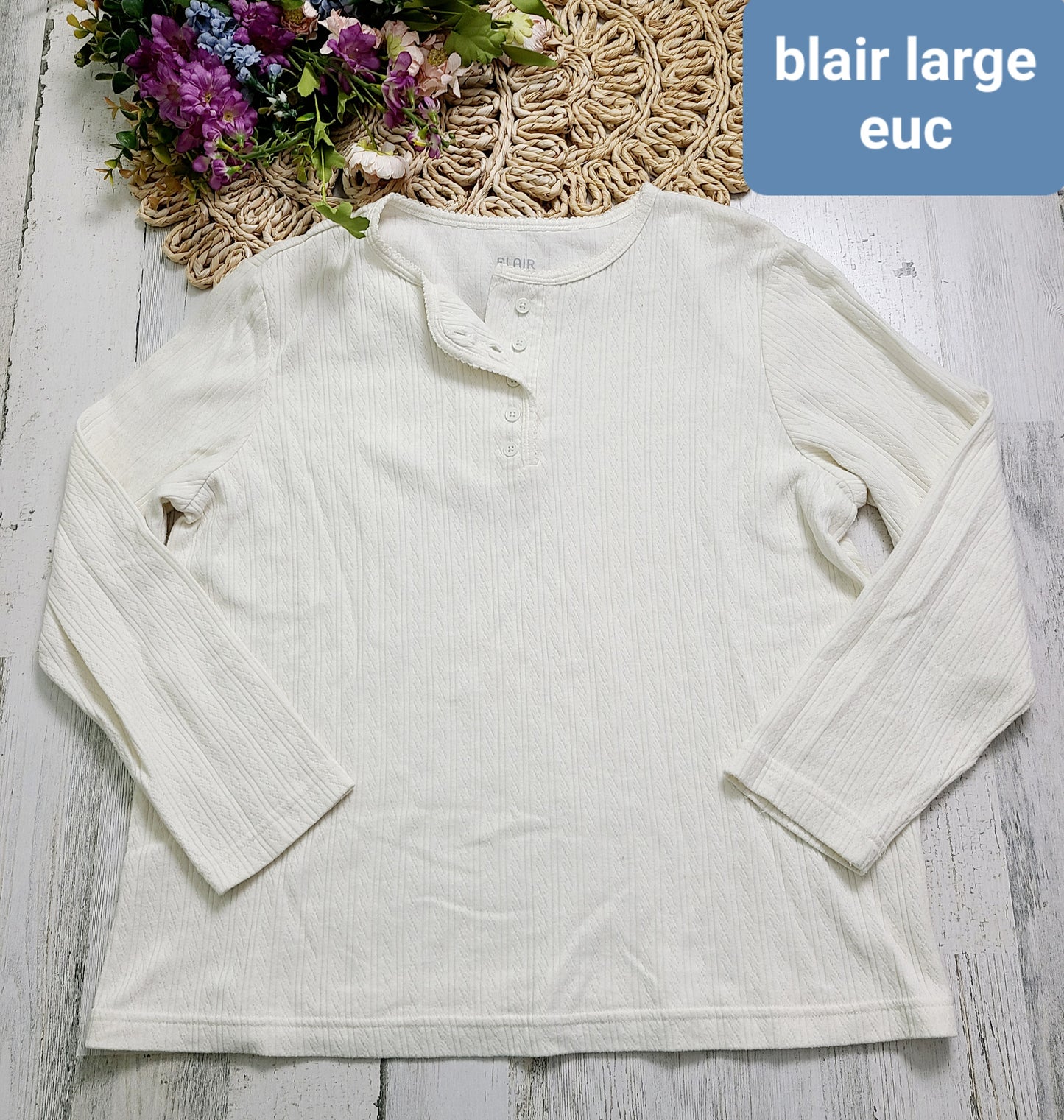 cream button neck blair
