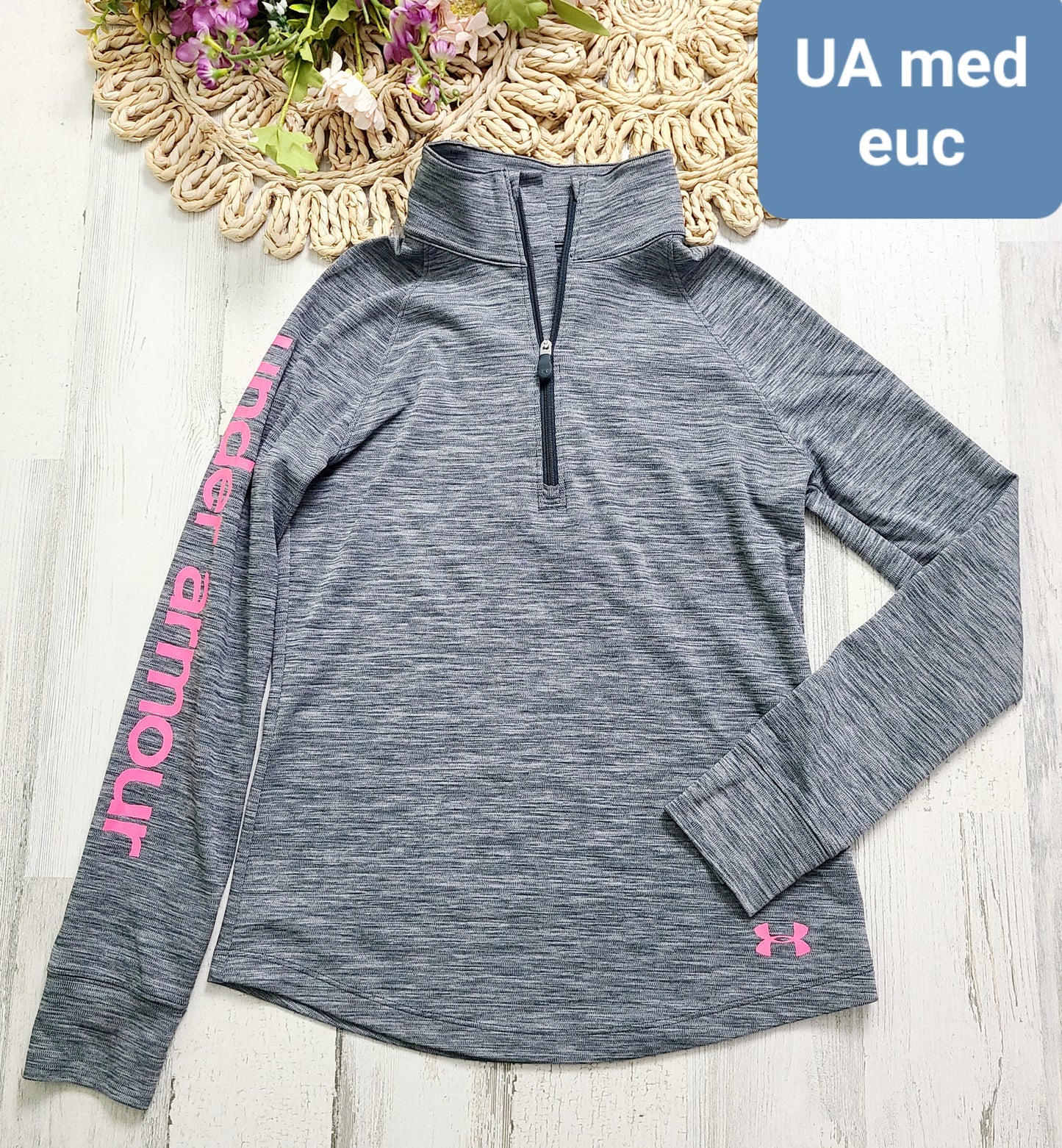 under armour gray with pink logo