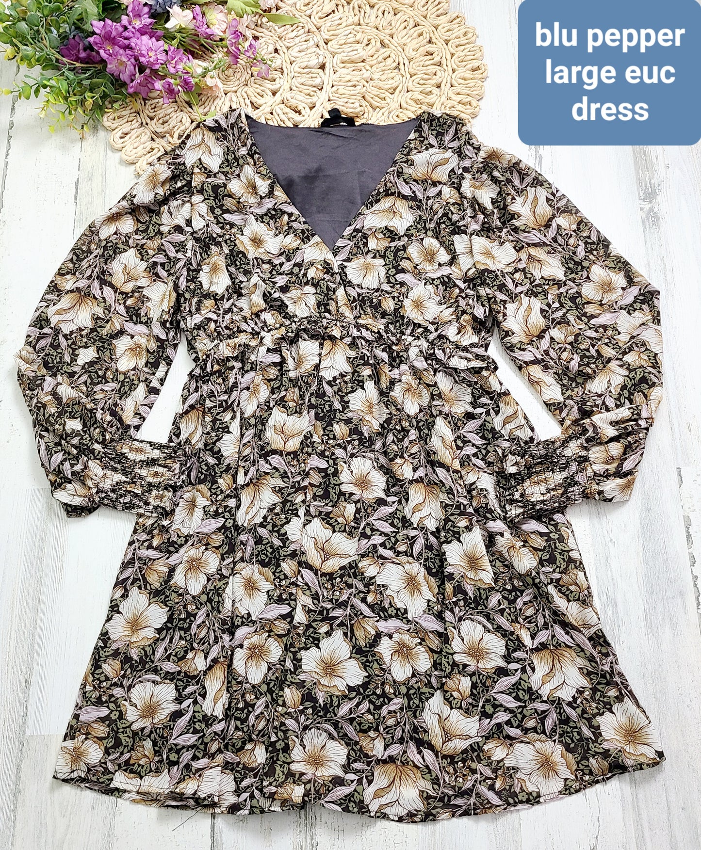 blu pepper crossover front dress long sleeve