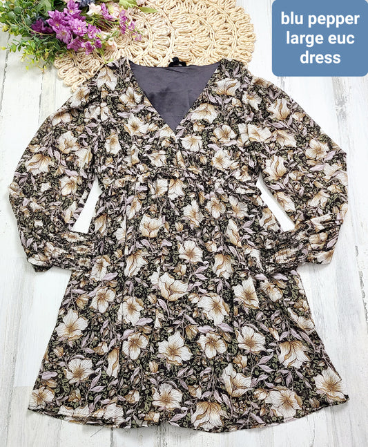 blu pepper crossover front dress long sleeve