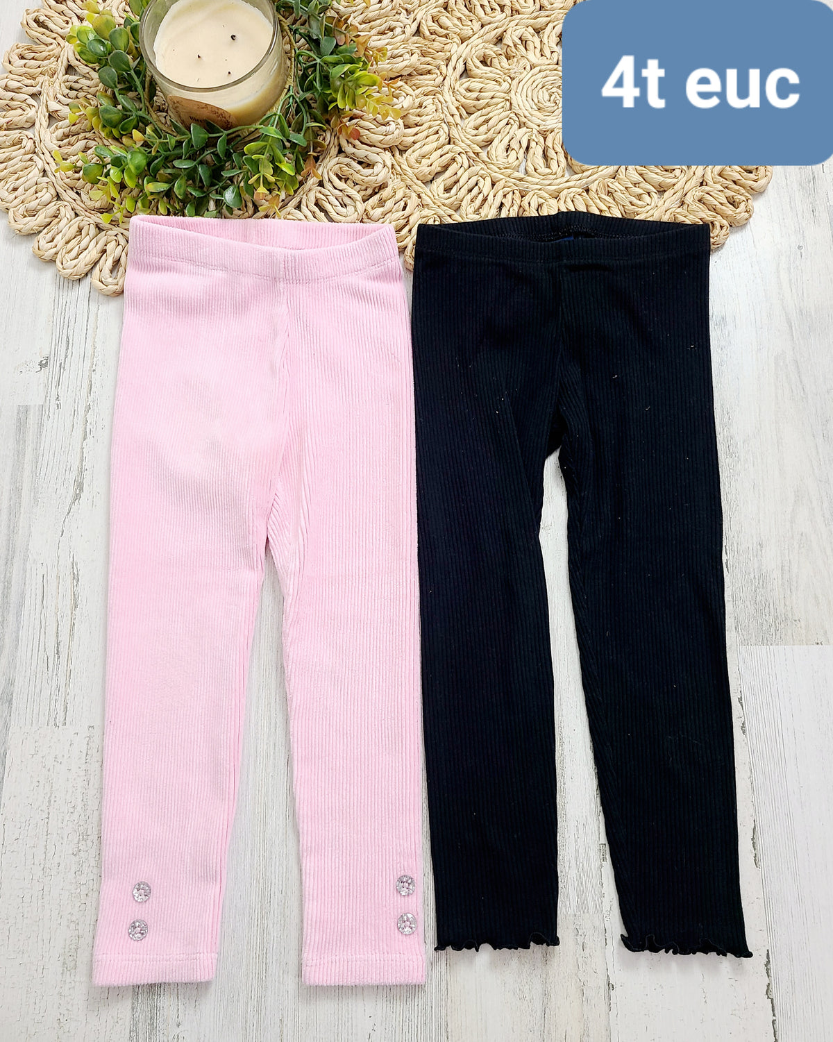 black and pink 2 pairs of leggings