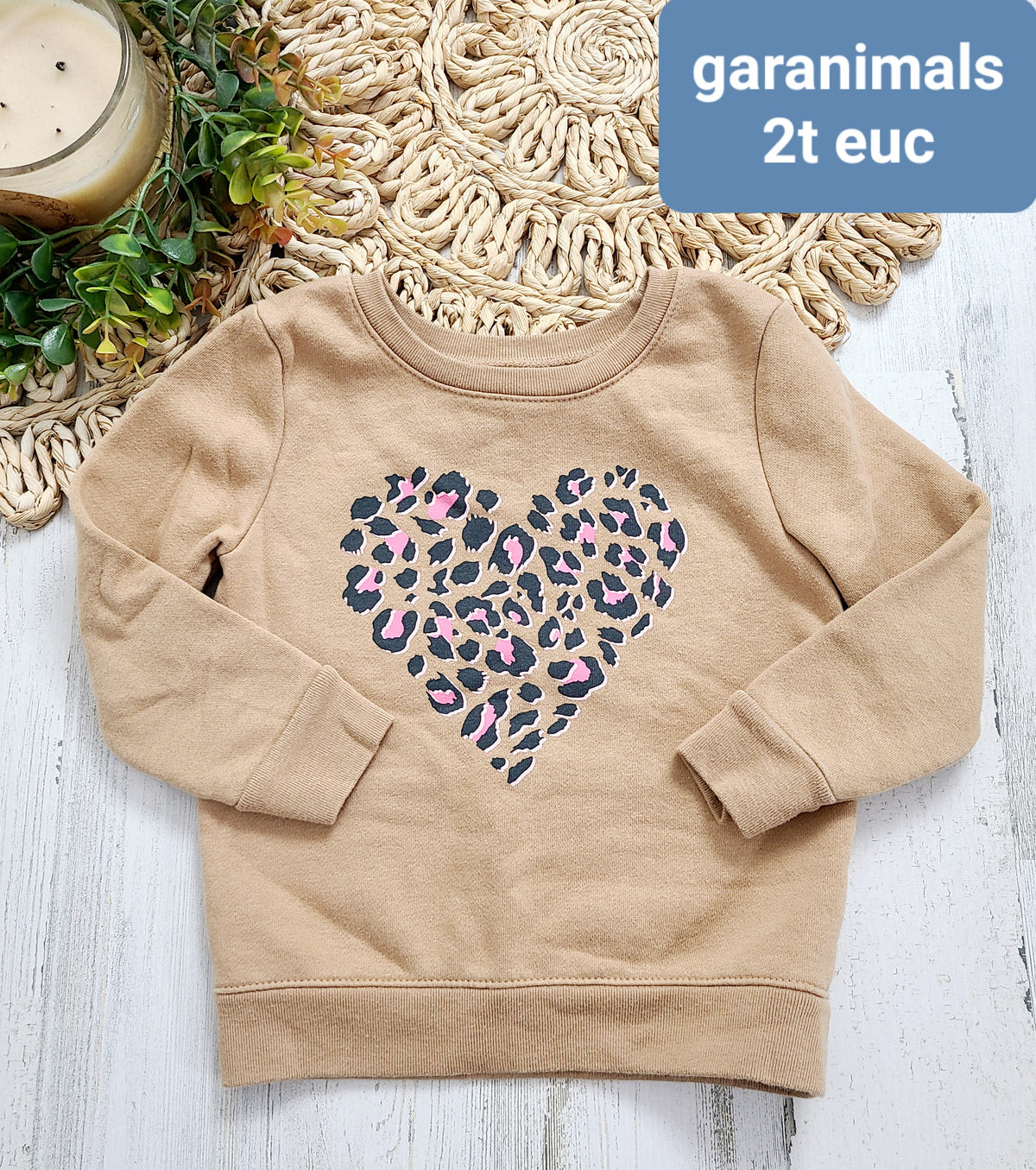 cheetah print heart on tan sweatshirt garanimals