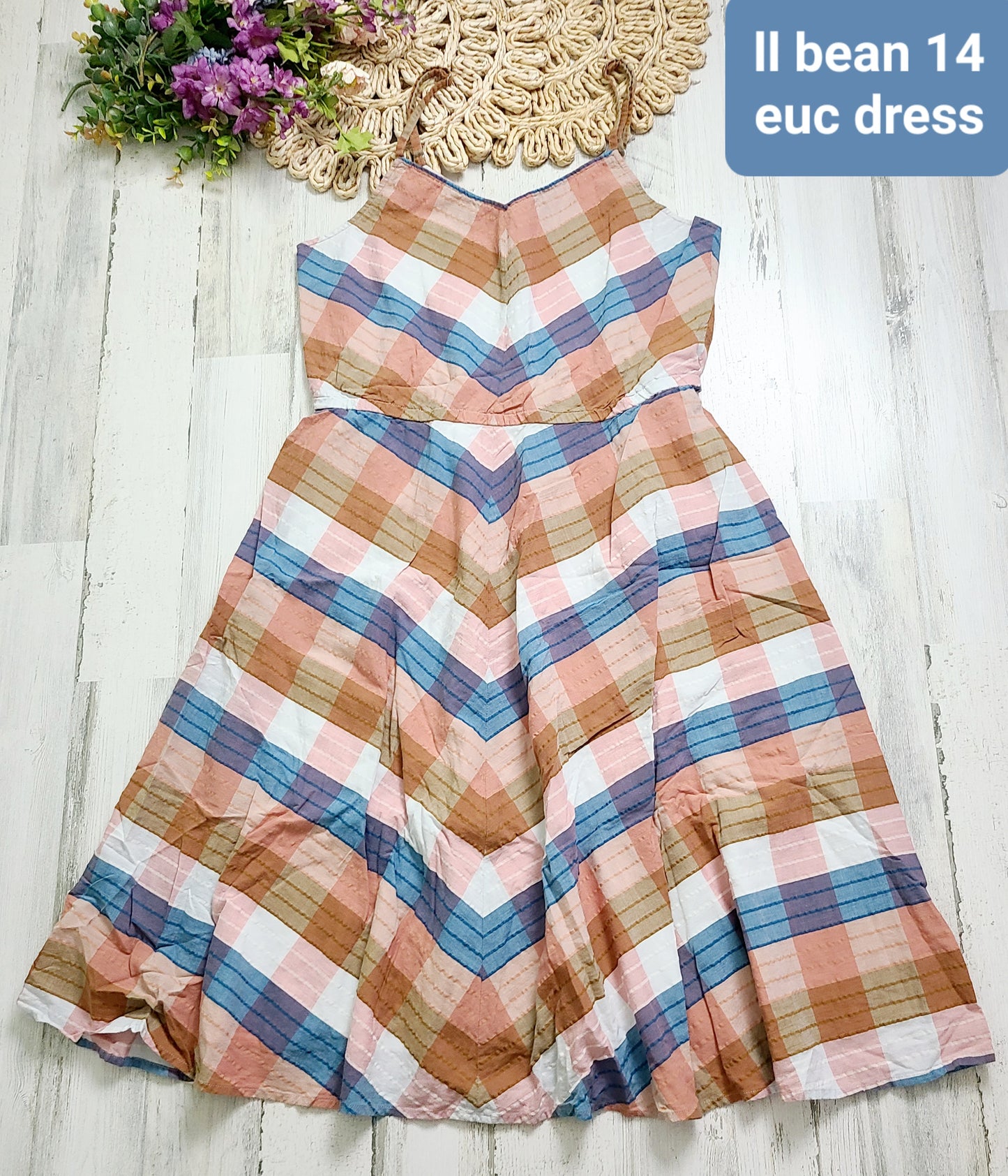llbean plaid womens dress large