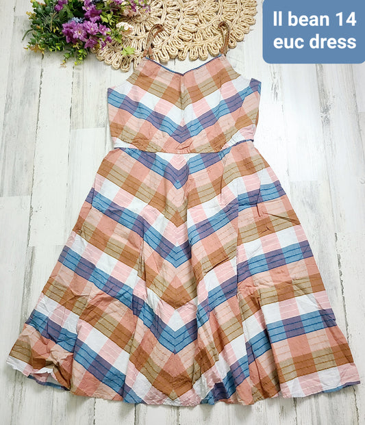 llbean plaid womens dress large