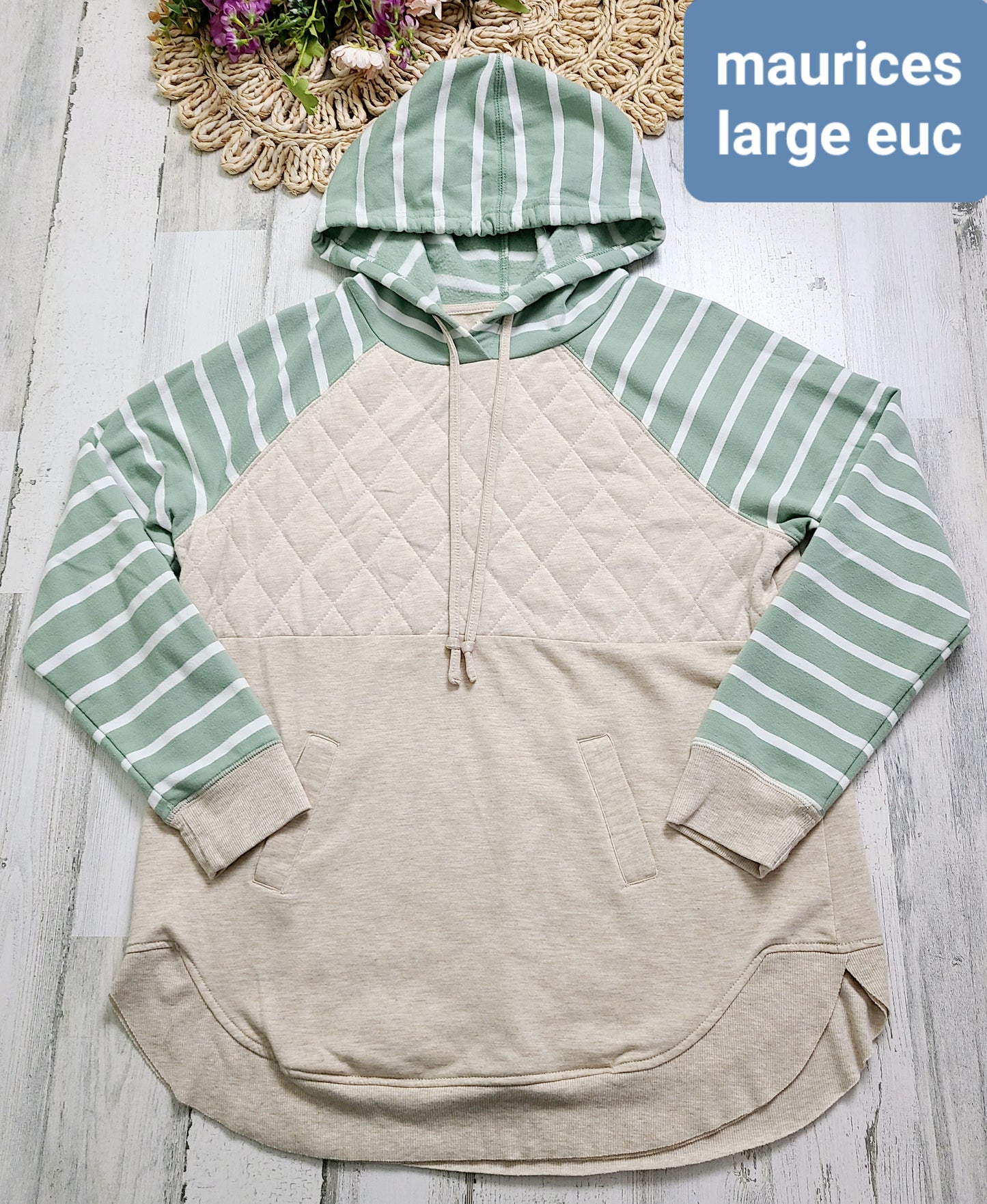 tan quilted and green stripe sweater maurices