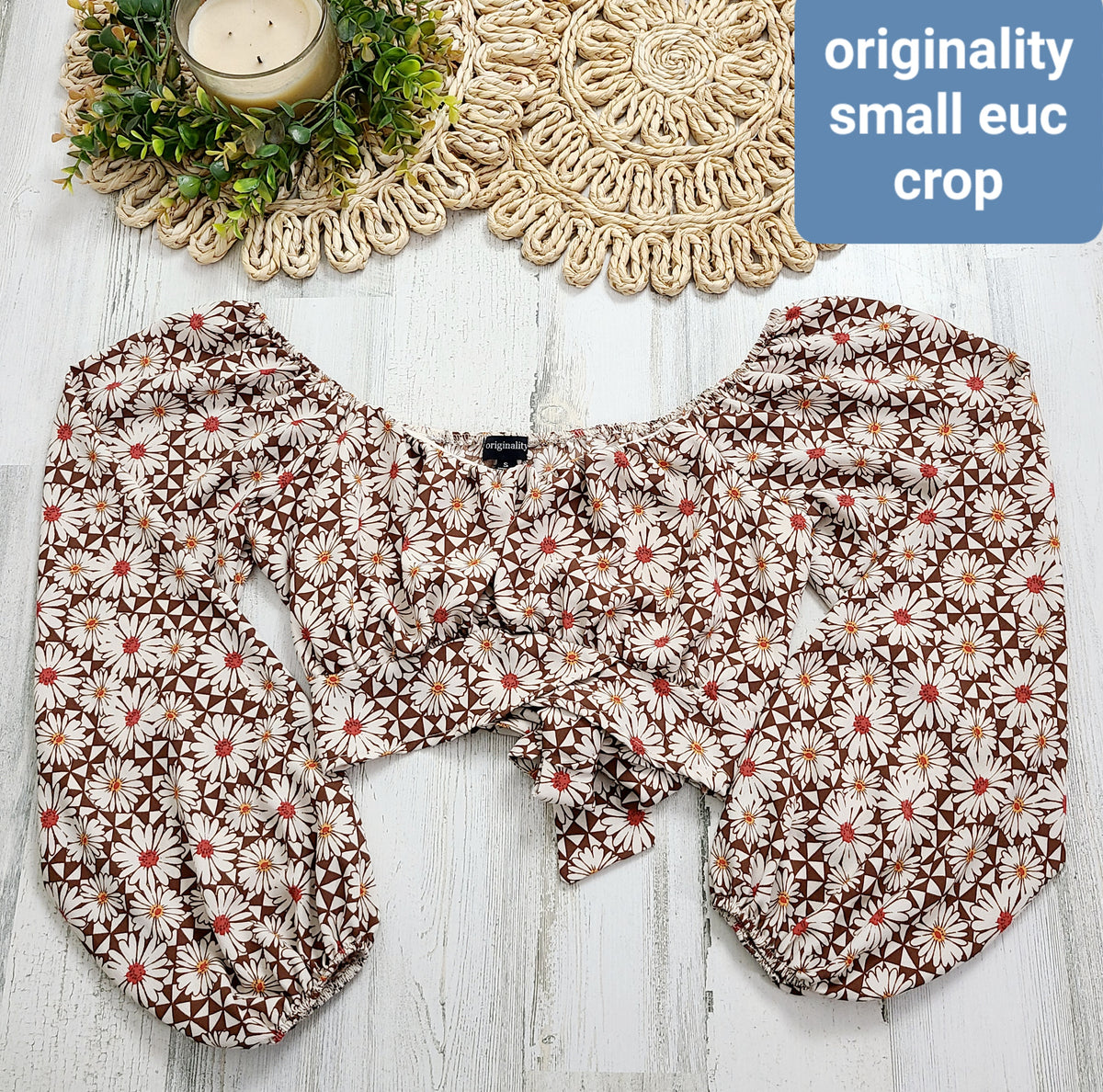 crop originality puff sleeves