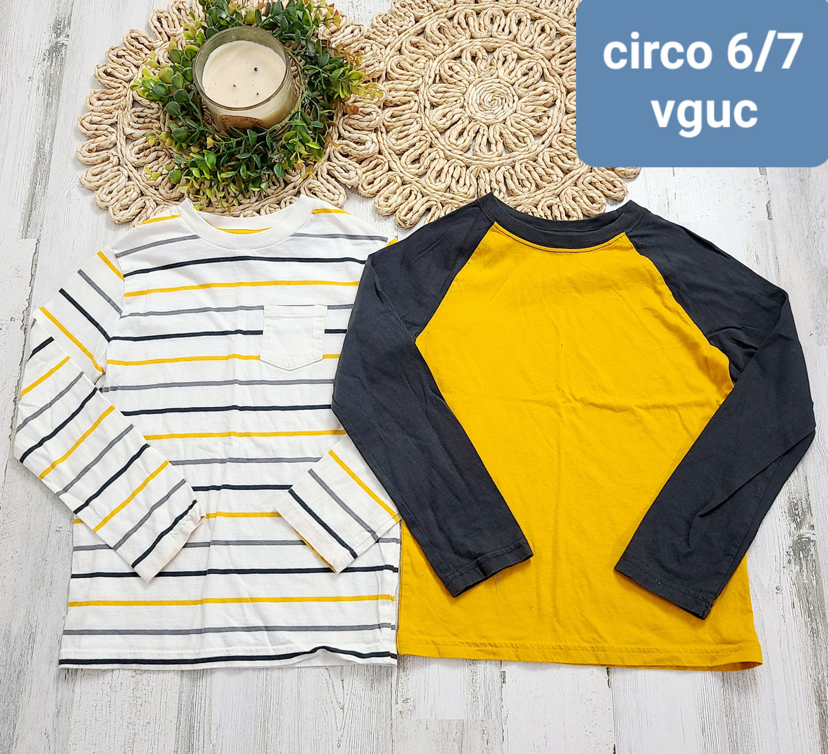 gray and mustard circo tops
