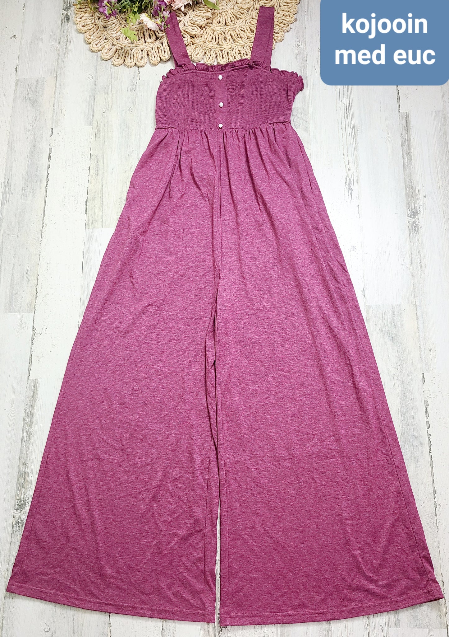 kojooin pink smocked jumpsuit