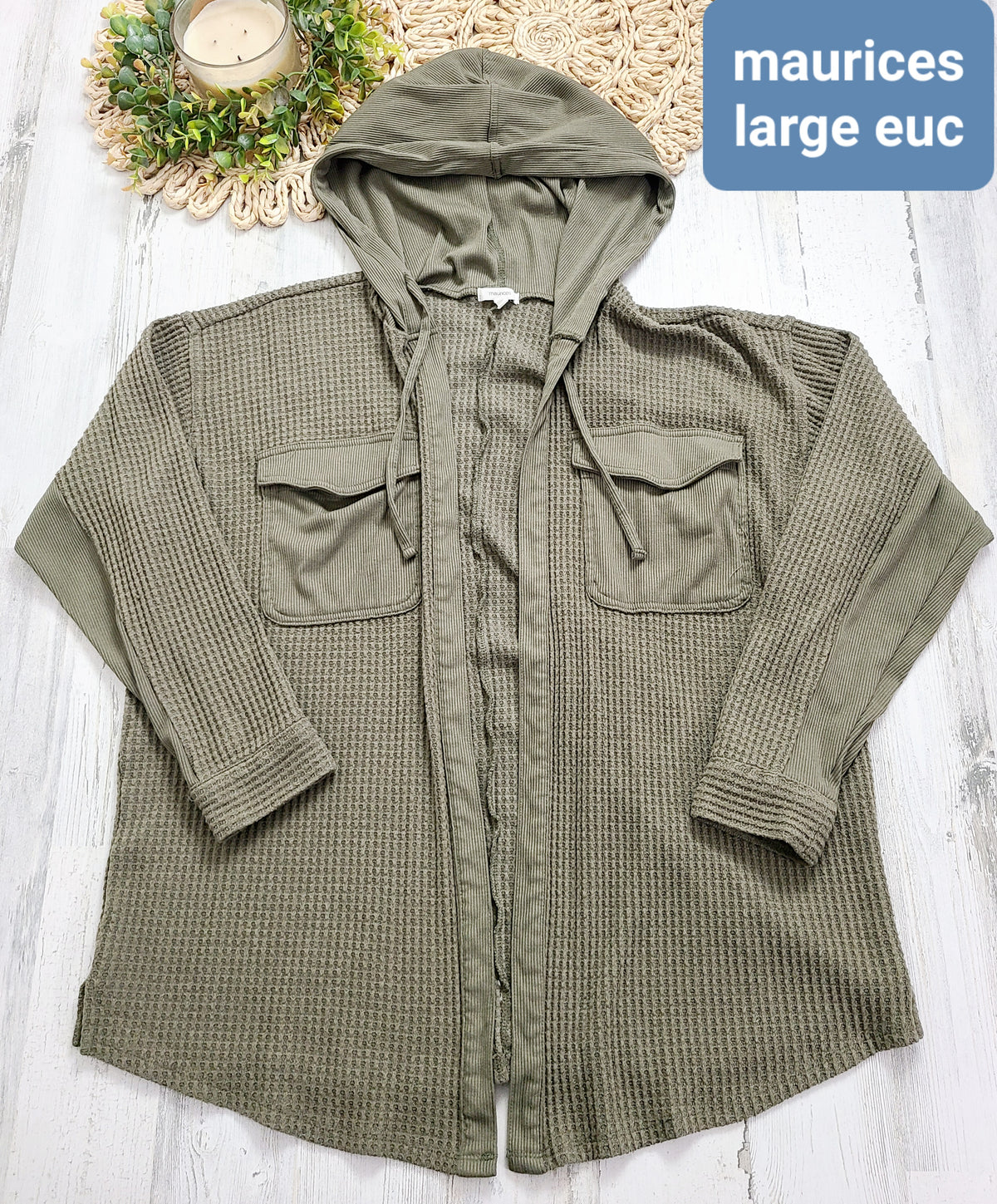 olive maurices waffleknit hood