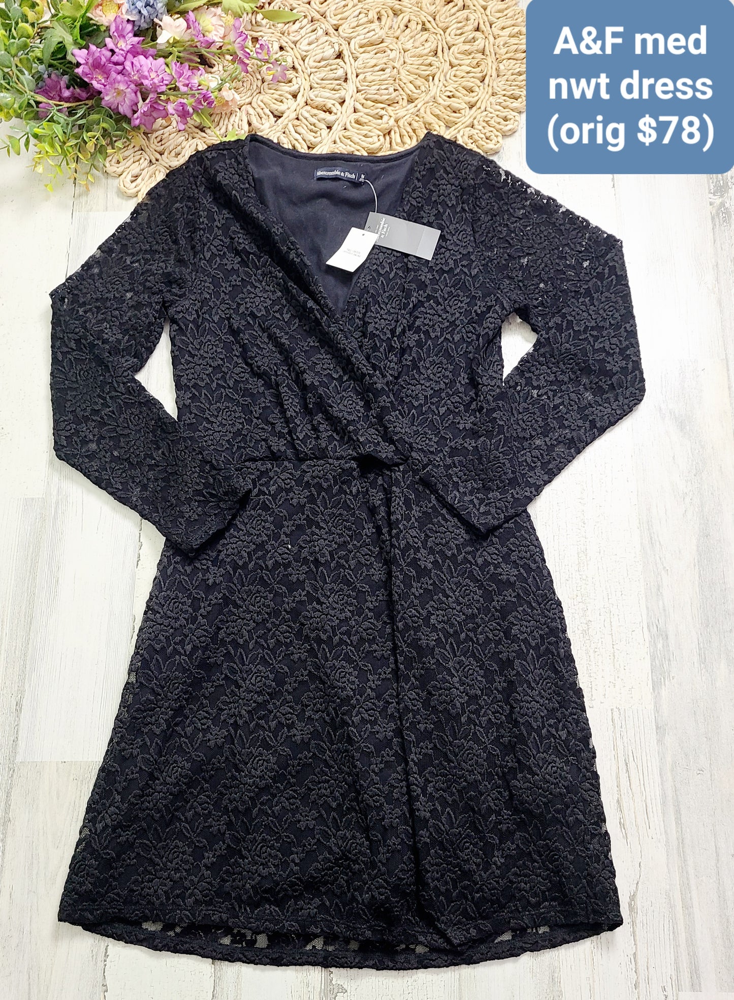 new a&f black lace black dress