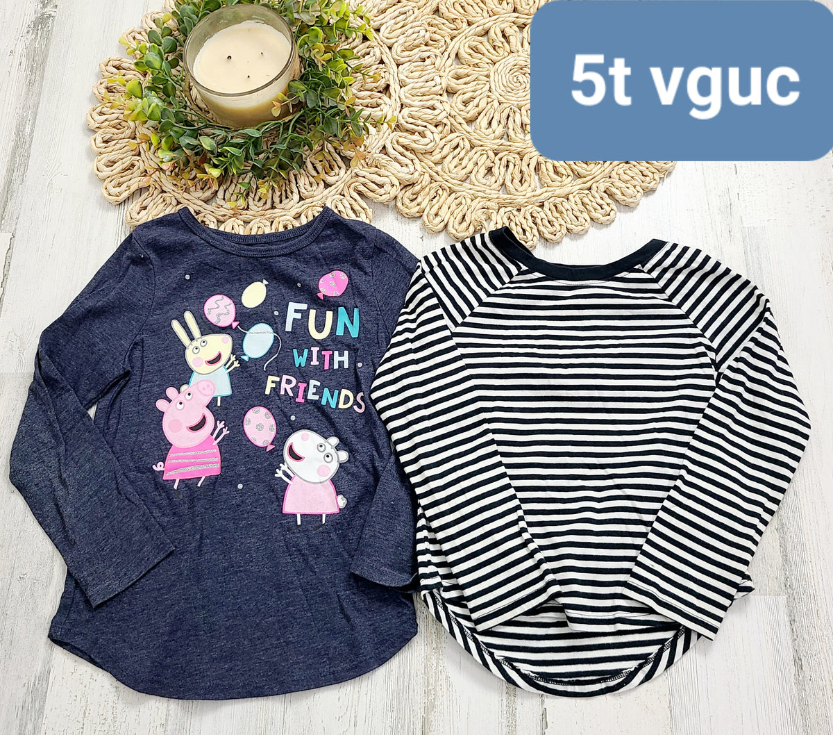 2 long sleeve stripes and peppa pig