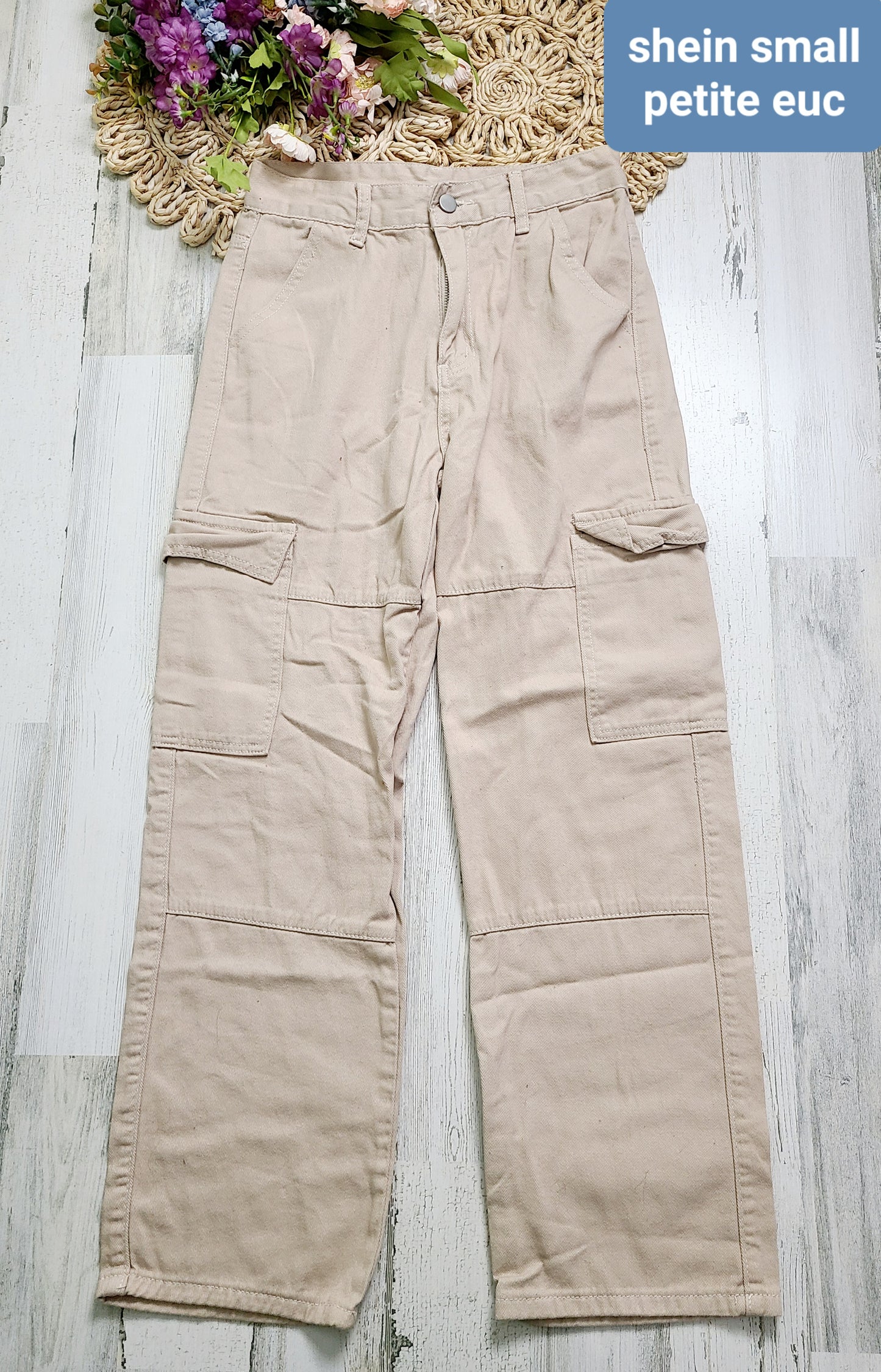 cargo shein petite tan pants