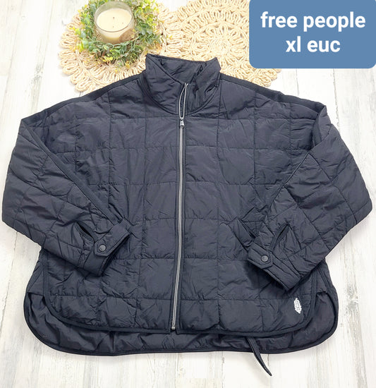 quilted free people black zip