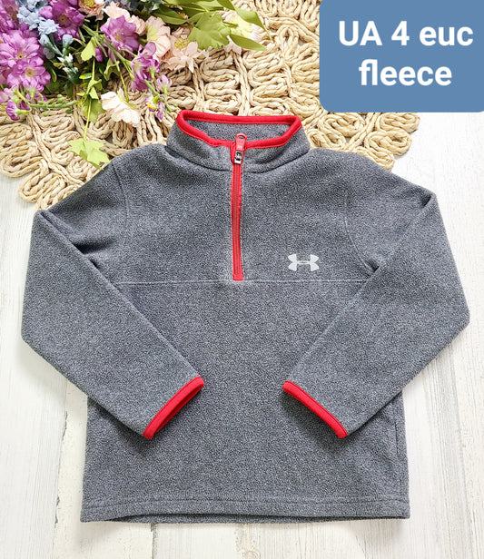 ua gray with red trim fleece quarter zip