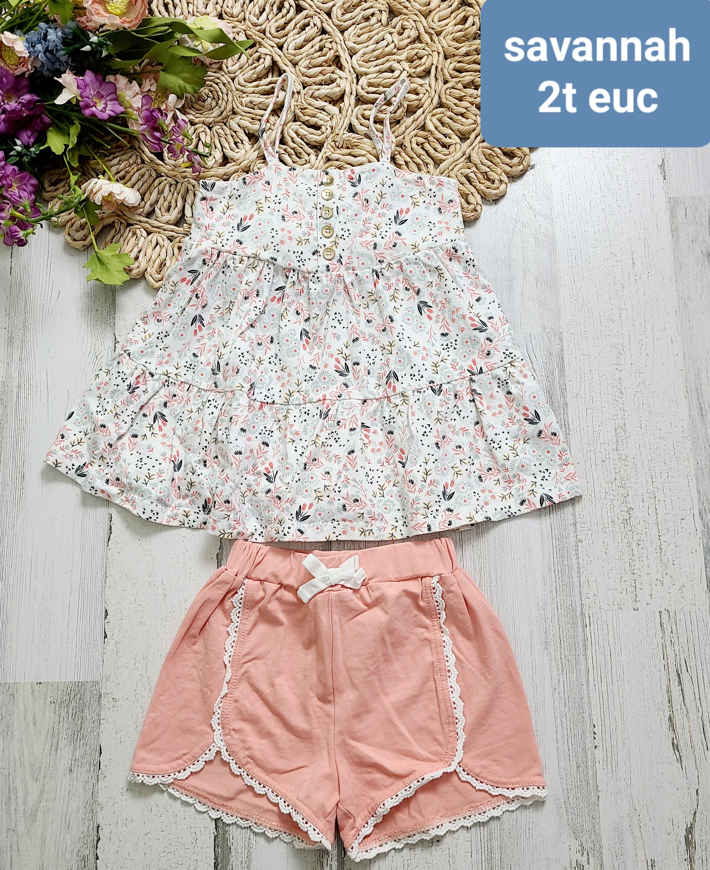 savannah tank peach shorts