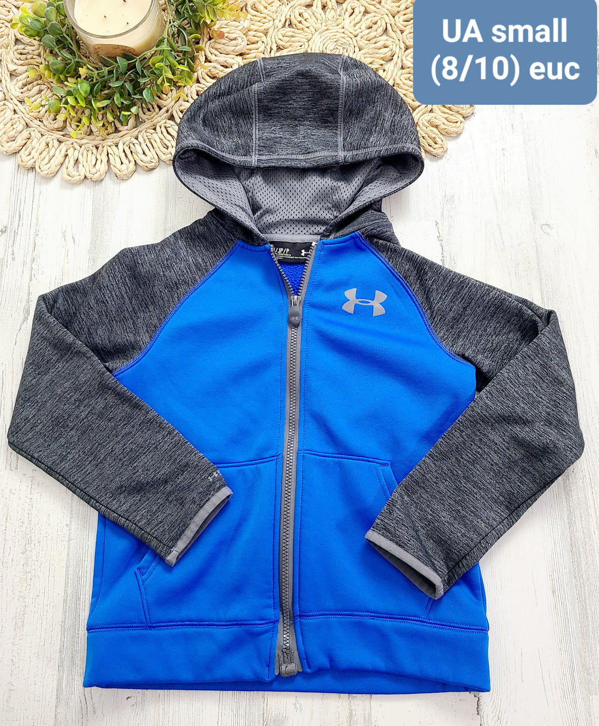 blue zip gray sleeves ua