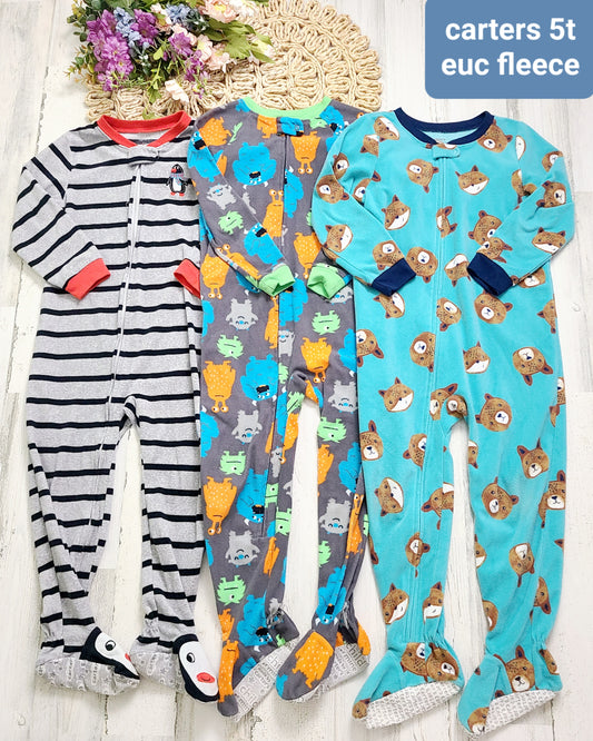 stripe monster fox fleece pj