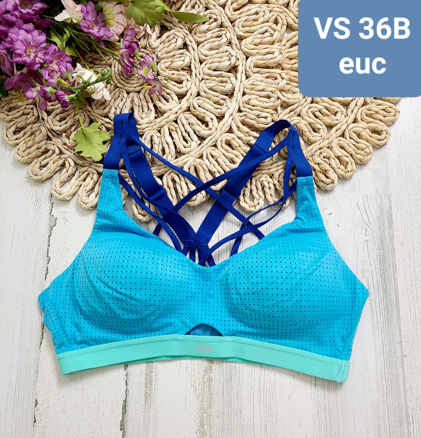 vs blue sports bra