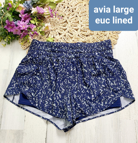 avia blue speckled lined active shorts