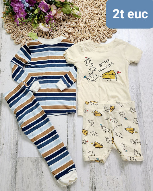 striped pj and mac & cheese