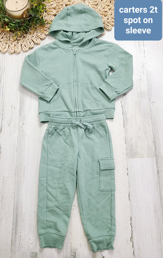 green sweatshirt and joggers carters 2t