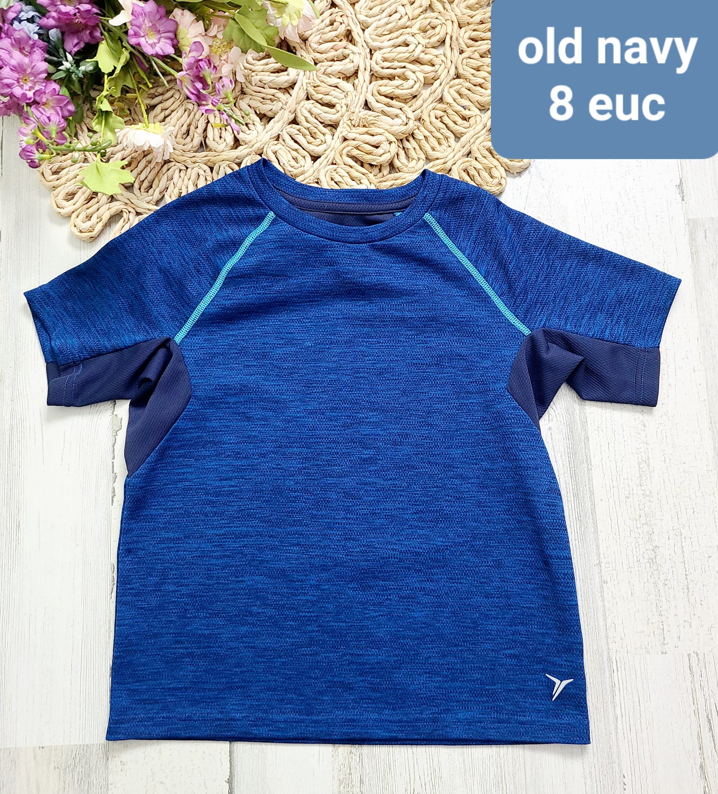 old navy blue active tshirt boys 8y