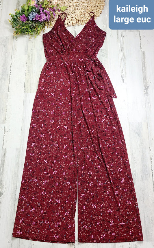kaileigh burgundy floral jumpsuit