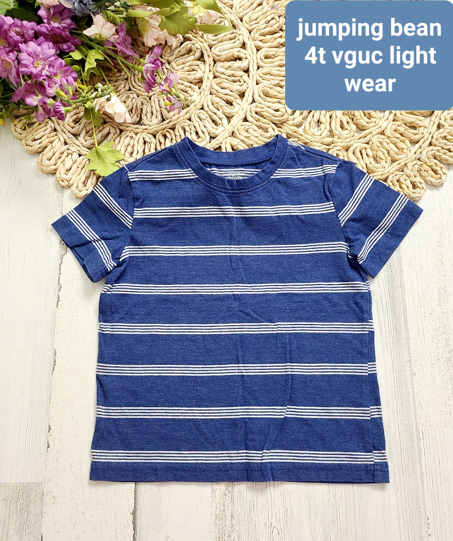 jumping bean navy white striped tee 4t