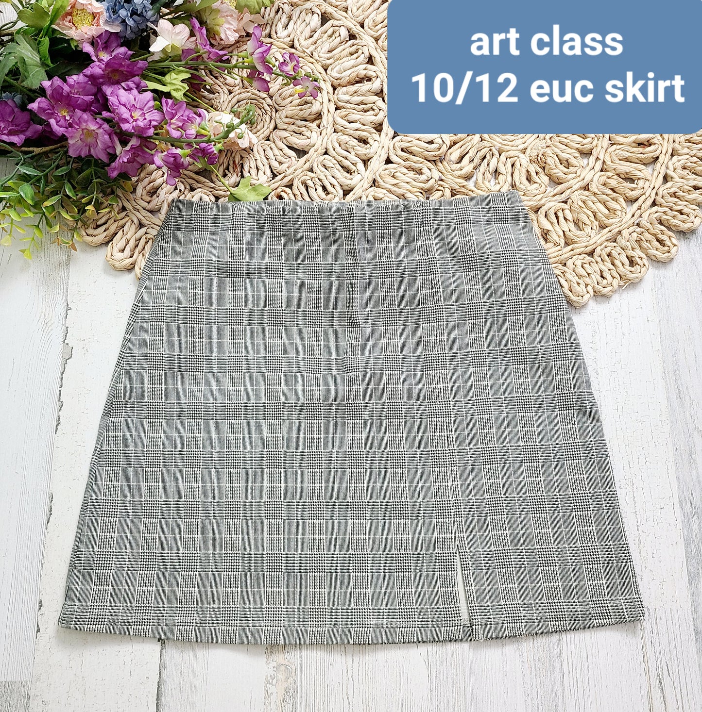 plaid skirt with small slit art class