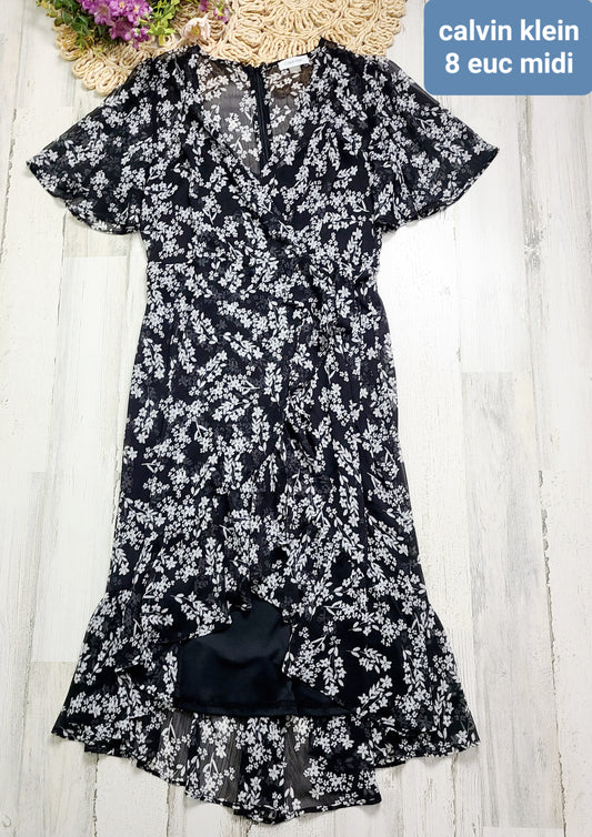 midi wrap dress calvin klein