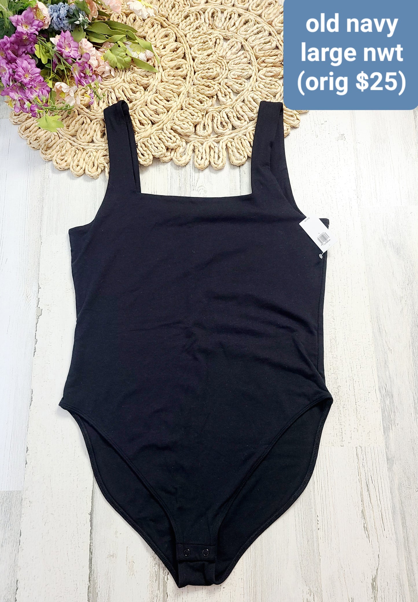 black old navy body suit square neck new