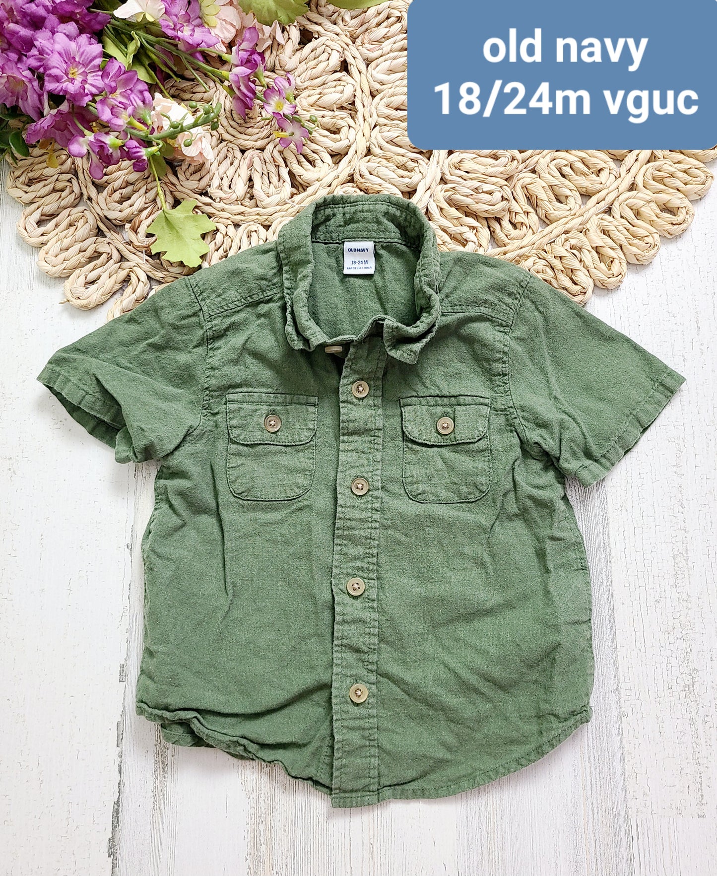 green button down old navy boys
