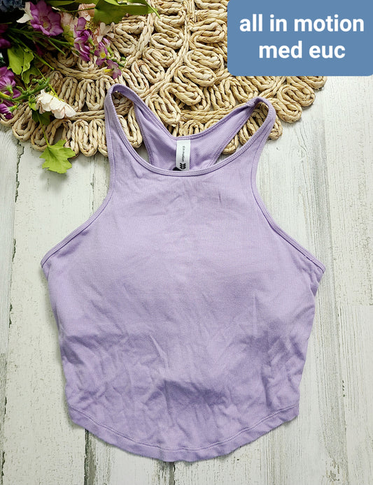 all in motion lavender razorback tank with pads