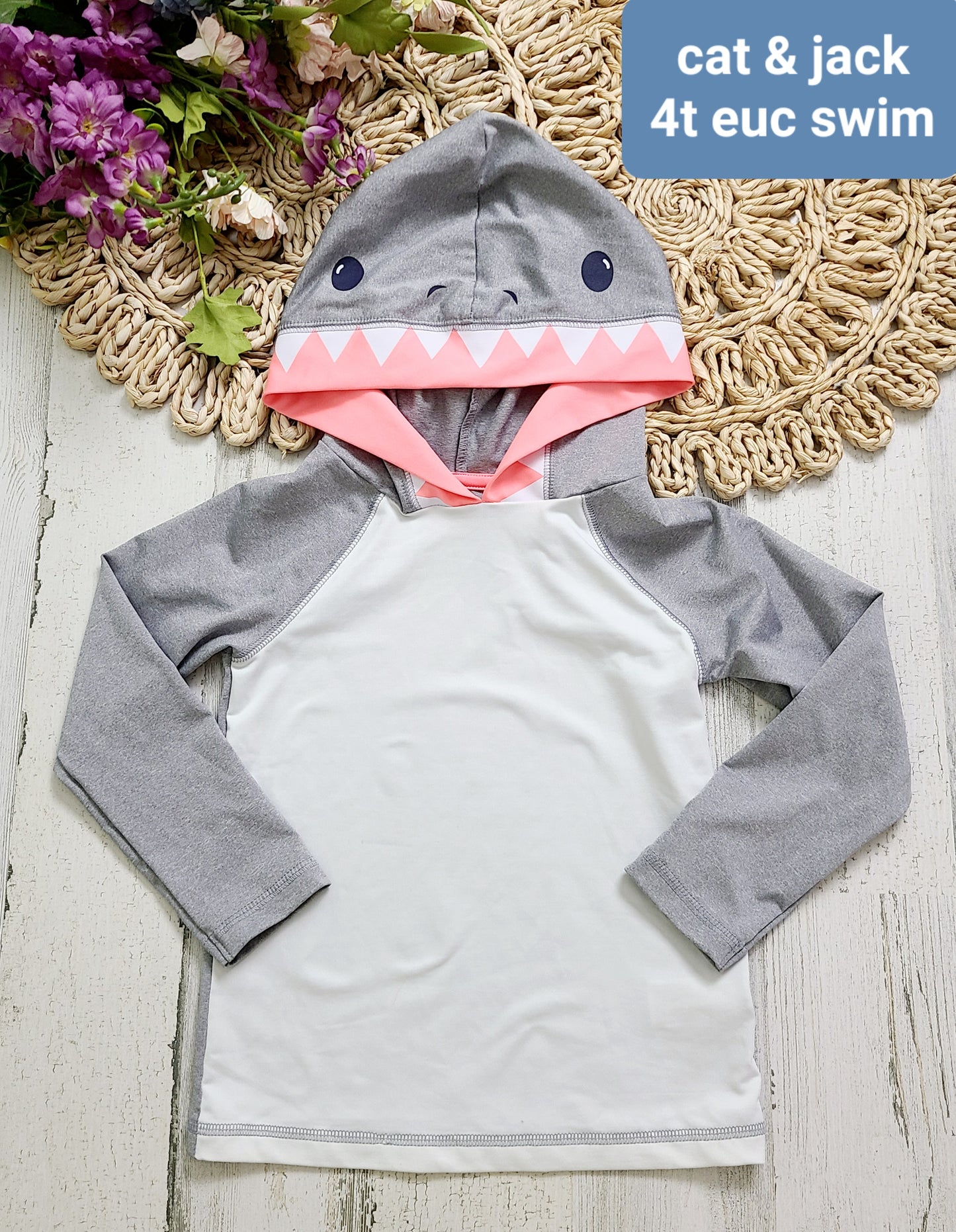 shark hood swim top