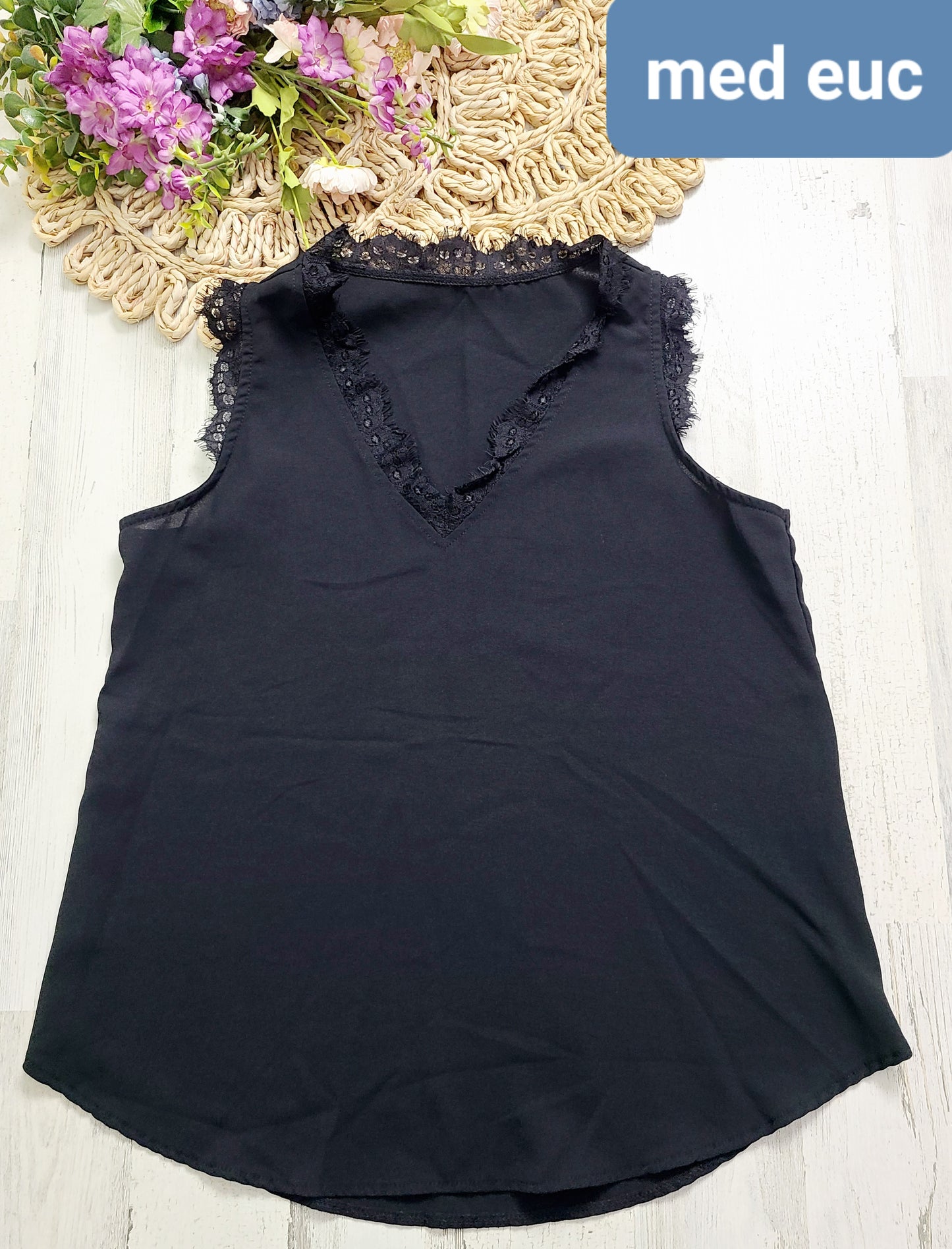 medium lace trim tank multiple colors
