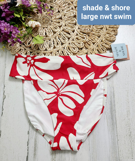 new shade&shore red floral swim bottoms