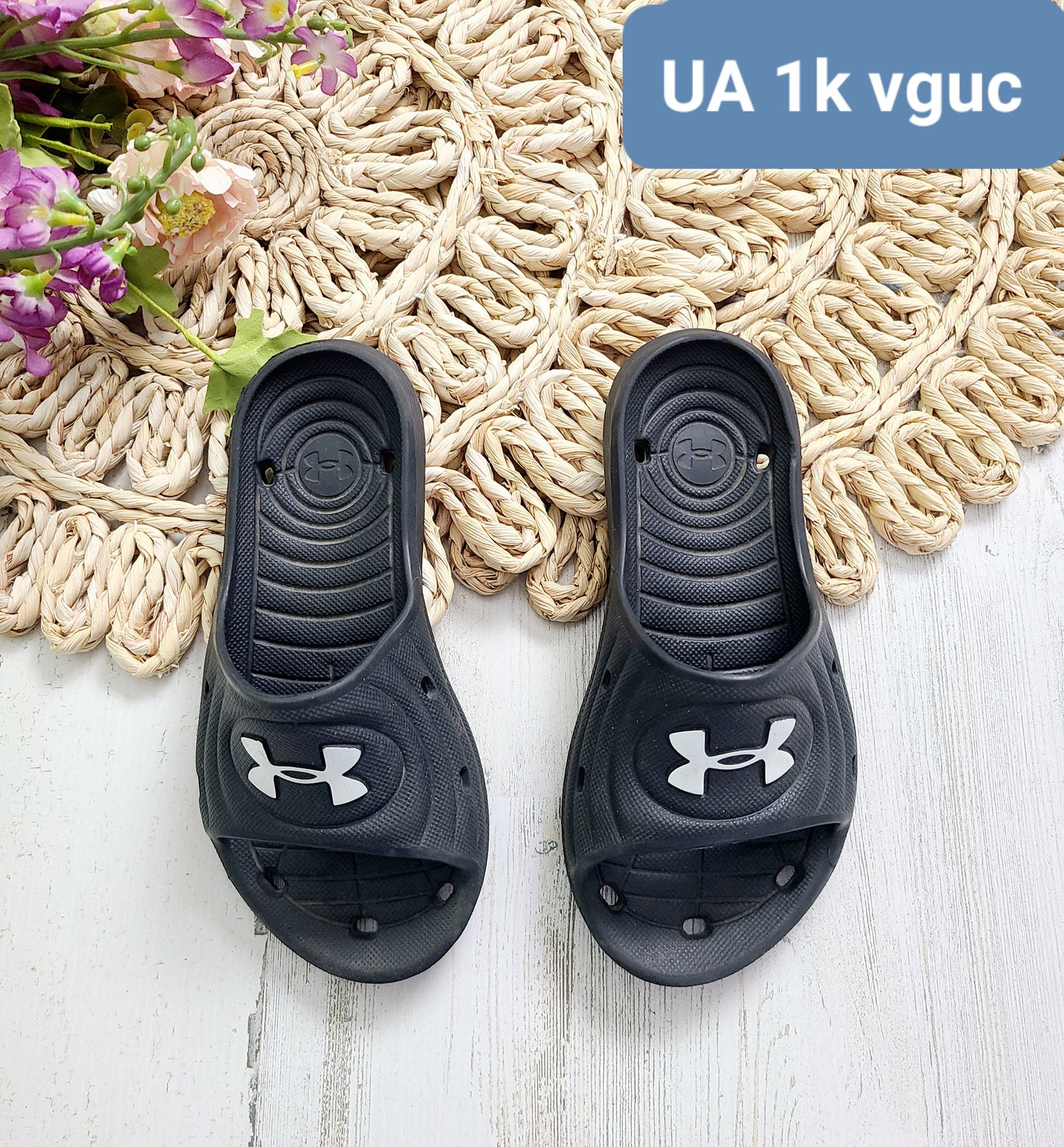black ua sandals 1k