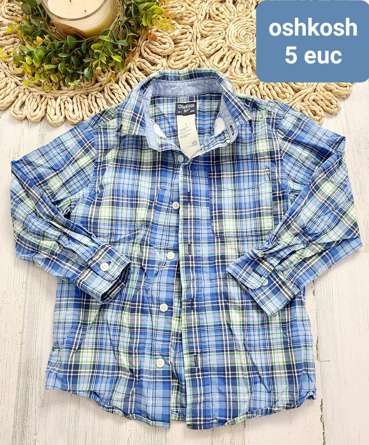oshkosh blue green plaid
